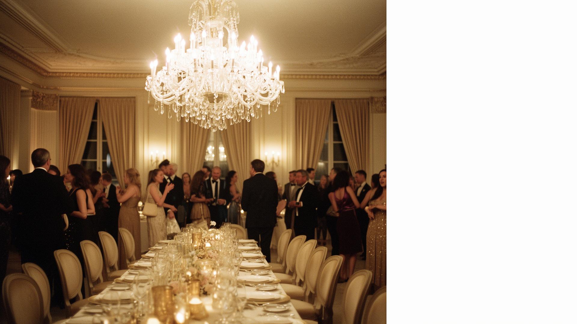 Elegancki wieczór z kryształowym żyrandolem